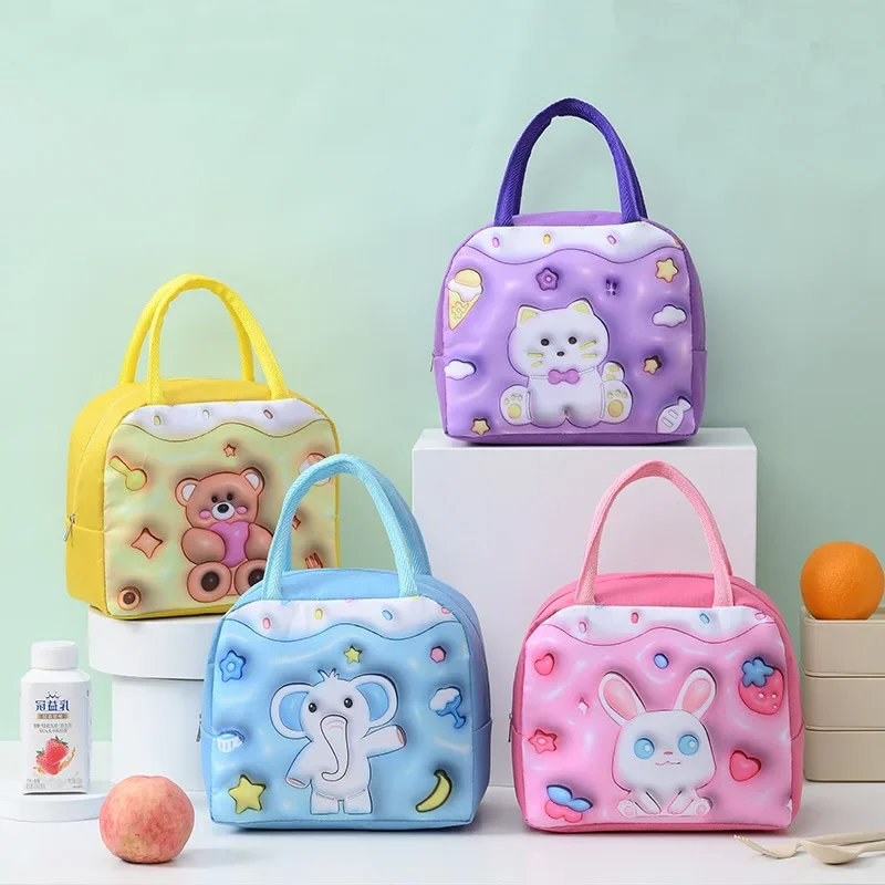 

3D Cartoon Bento Children's Portable Insulation Oxford Cloth Cute Cartoon Lunch Bag Student Lunch Box