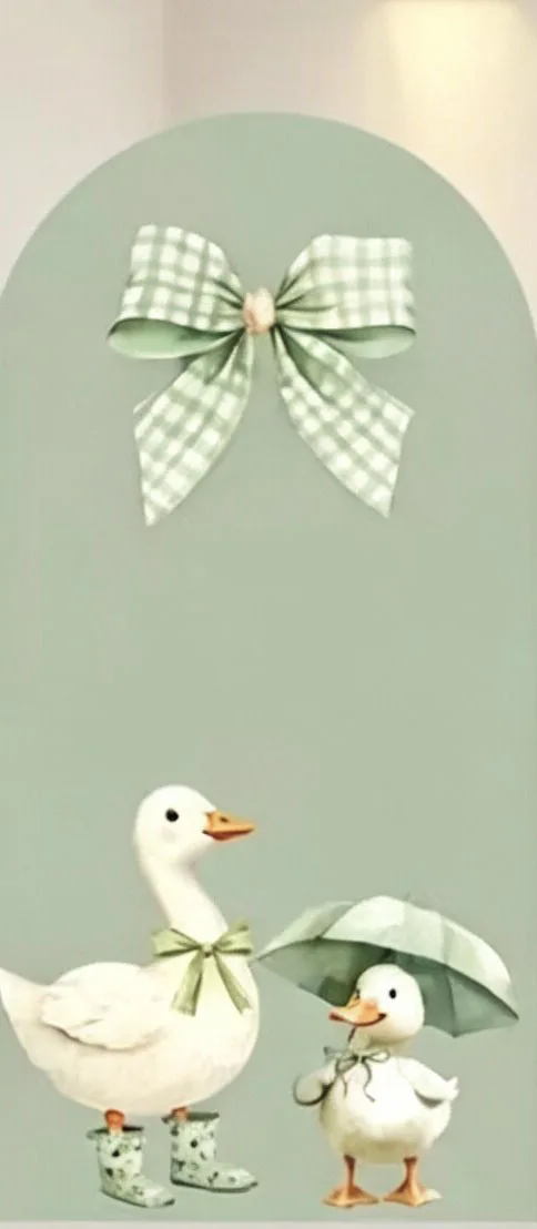 Custom 2-Side Goose Baby Shower Arch Backdrop Cover Green Checkered Bow Flower Diy Name Birthday Party Decor Backdrop Photo