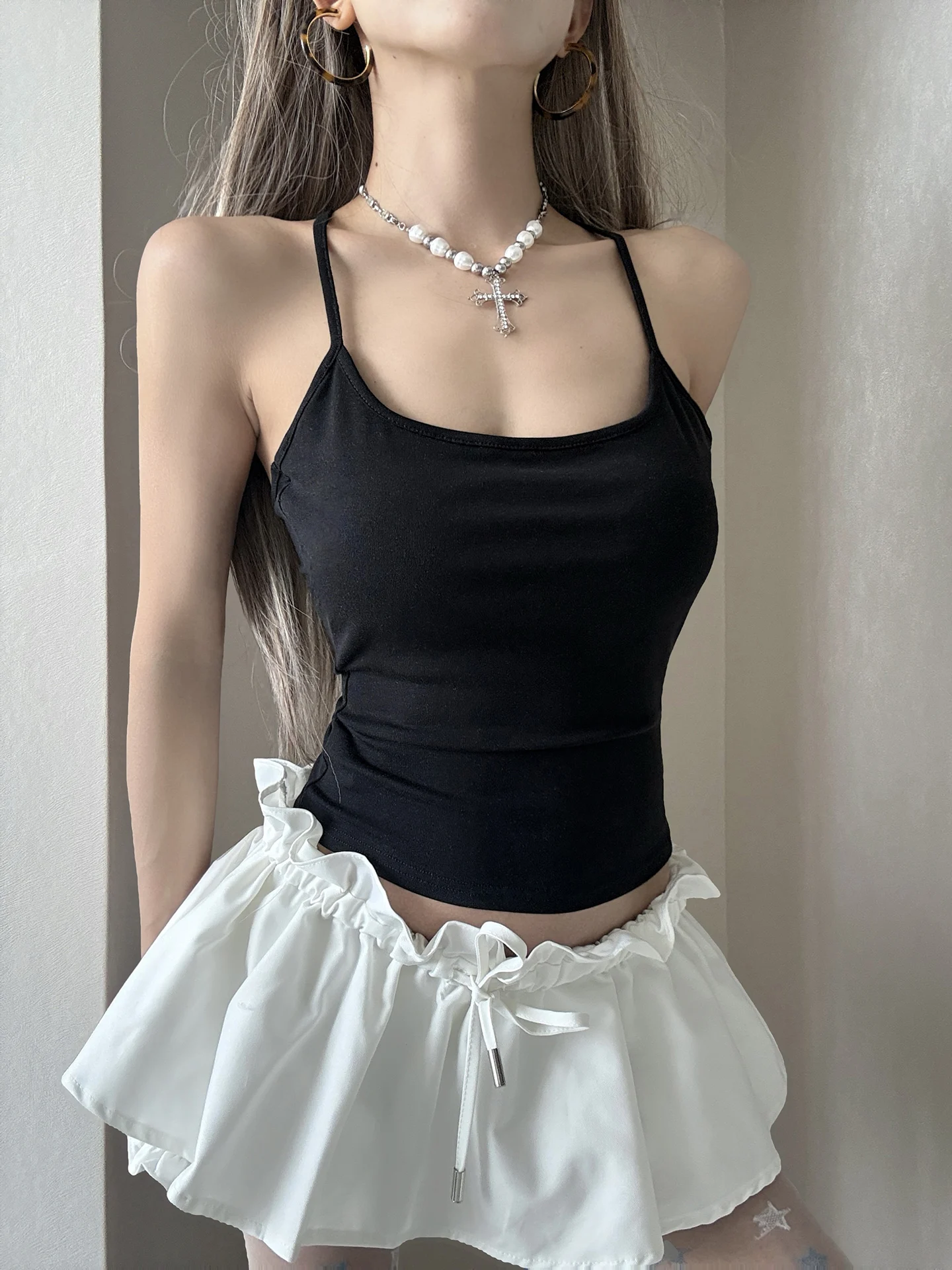 Slimming Design Self-Padded Workwear Vest for Women Summer New Style Outerwear U-Neck Cotton Village Brand Fashionable Hot Girl