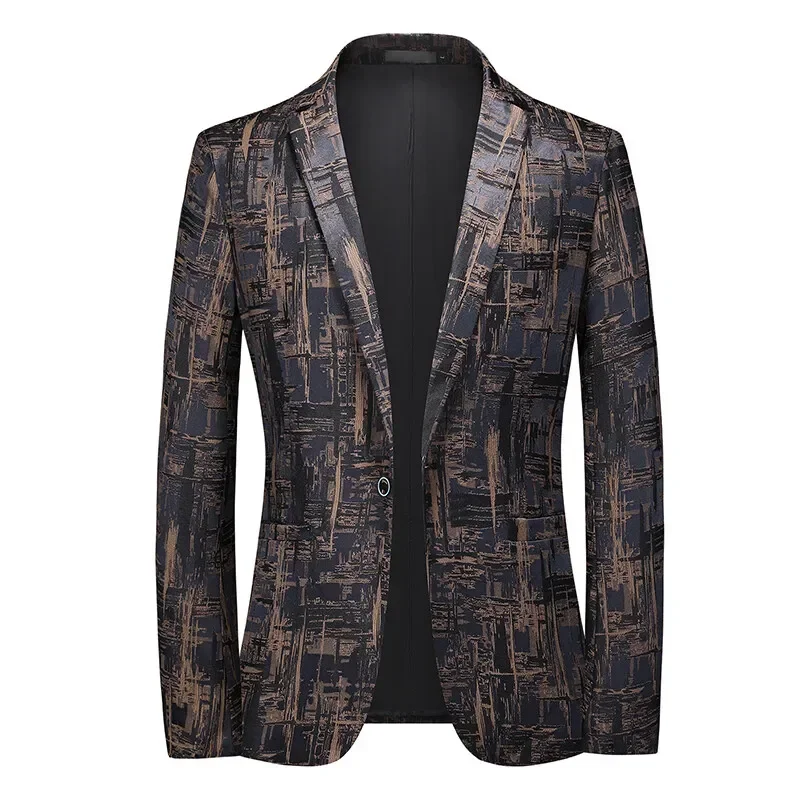 Women Blazers Weeding Clothes Gray Casual Dance Suit Men's Spring and Autumn Single Suit Jacket Navy Printed Small Suits