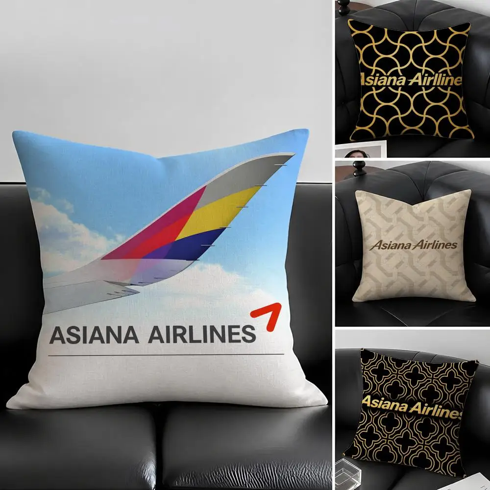 Brand A-Asiana A-Airlines Cushion Cover Natural Linen Pillowcase Set, All-in-One Decor for Sofa, Bedroom & Chair