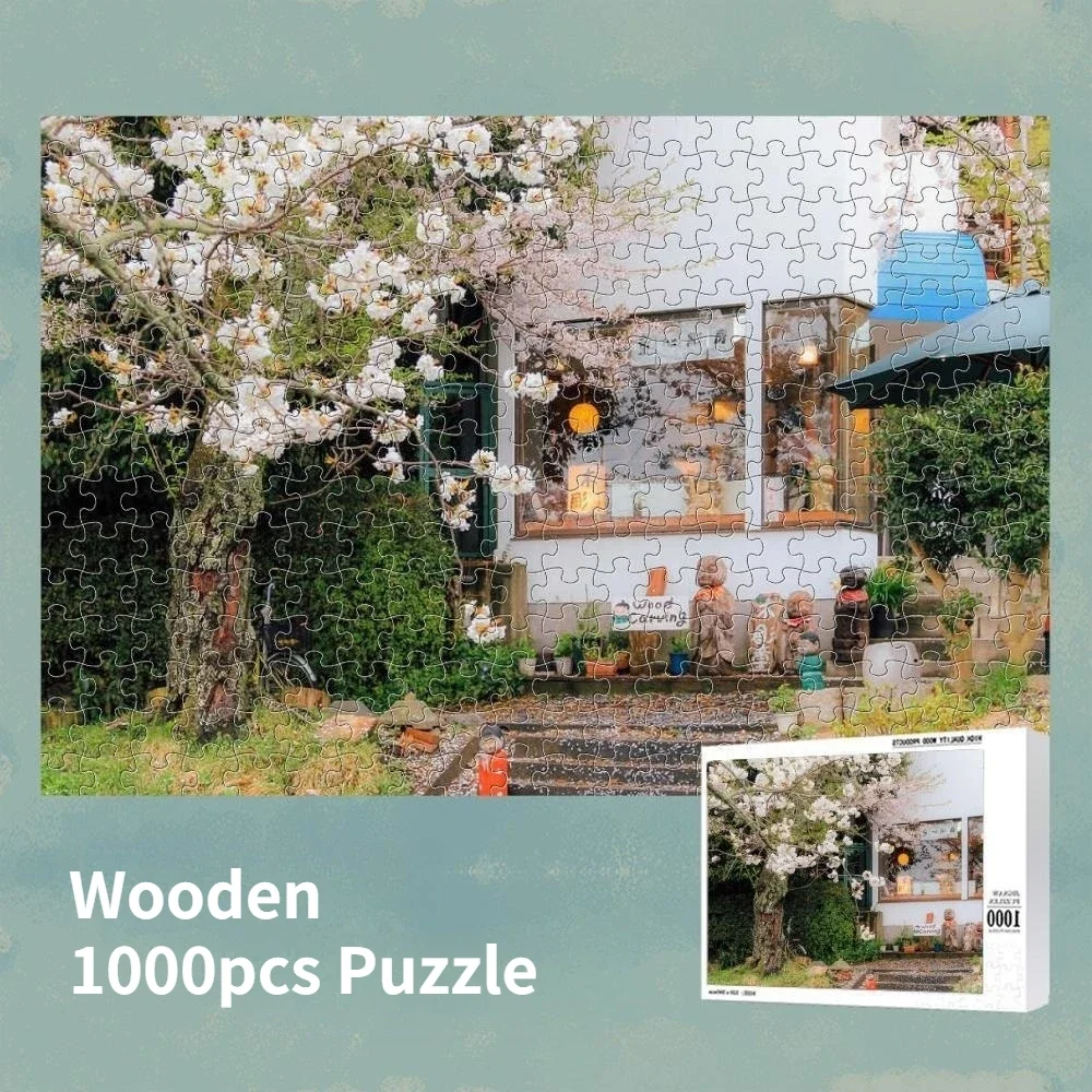 Maxrenard Houten Puzzel 1000 Stukjes Voor Volwassenen Japan Sakura Regenseizoen Prachtig Landschap Familiespel Kerstcadeau