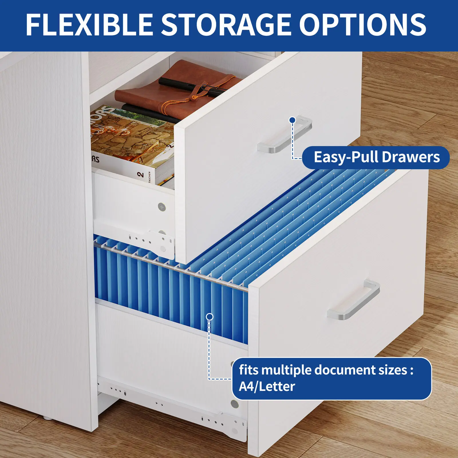 55" Computer Desk with Power Outlets & LED Lights Home Office Desk Writing Table