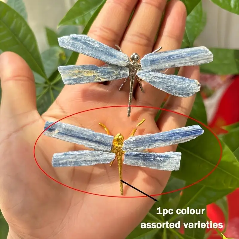 1pc Natural Crystal Kyanite Dragonfly Ornament Stone Animal Home Decoration Holiday Gift Home Decoration
