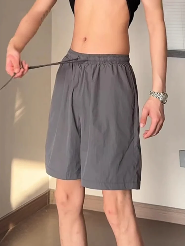 

Мужские летние спортивные шорты из тонкого ледяного шелка, быстросохнущие, для активного отдыха, пляжные, свободные, повседневные, прямого кроя, эластичные