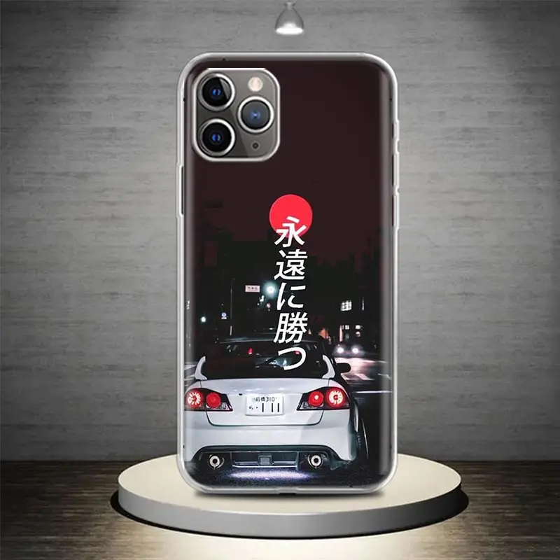 JDM Type R Civic Sport Car Phone Case Cover For iPhone 14 13 Pro 11 15 Art 12 XR X XS Max 7 8 6S Plus SE Soft Pattern Coque Fund