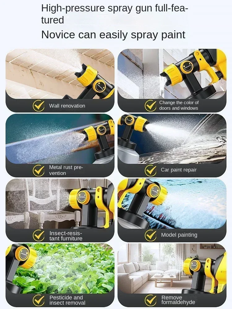 220V draadloze elektrische verfspuit voor thuisgebruik met hogedrukmondstuk