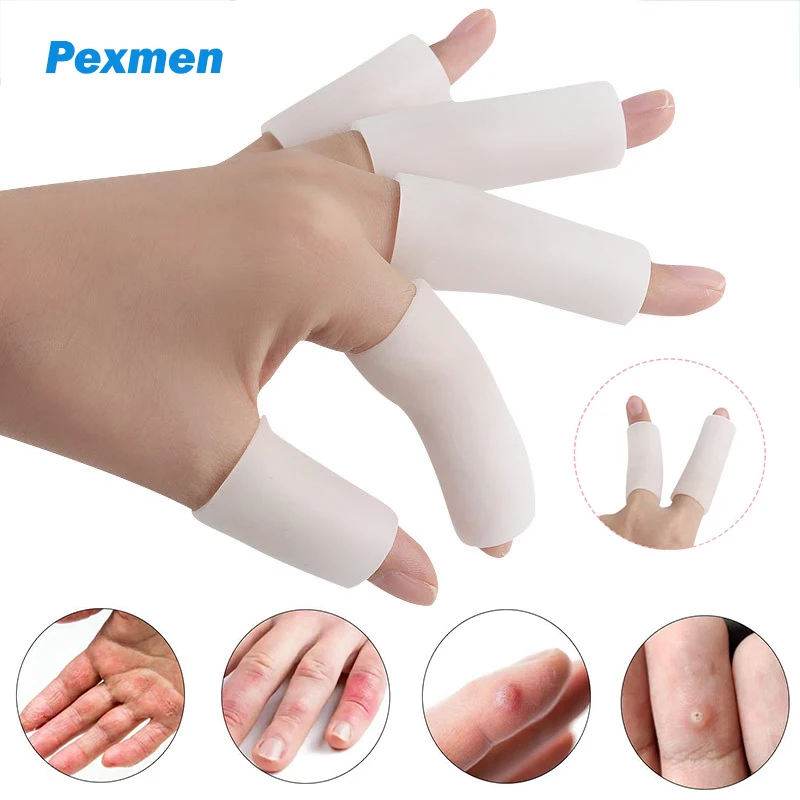 Pexmen 5Pcs/Bag Finger Cots Protectors Waterproof Finger Gloves Brace Sleeves for Hands Cracking Eczema Blister and Corns