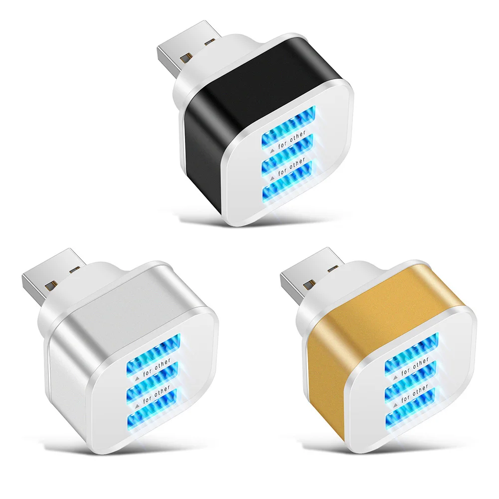 Usb2.0 hub carga rápida 3 portas usb divisor usb 2.0 expansor do telefone móvel tablet portátil pc carregadores adaptador com indicador led