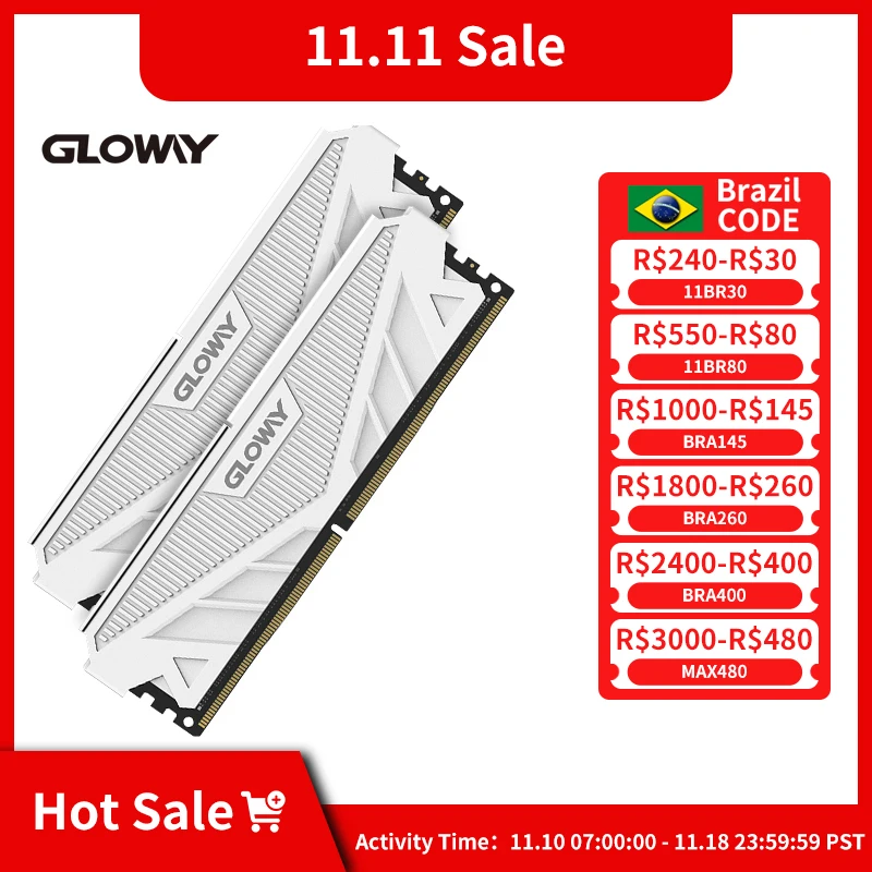 Gloway Memoria Ram DDR4 G1 Series 8GBx2 16GB 8GB 3200MHz 3600MHz DIMM XMP DDR4 Ram with Heatsink Desktop Gaming