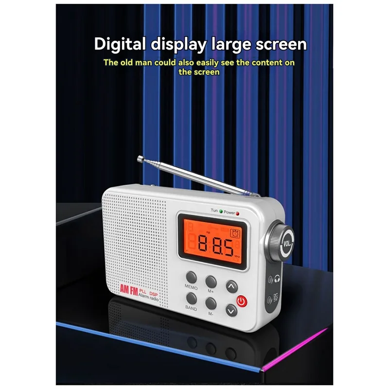 B27B Radio Multi Band Radio Battery/Plug-In Power World Receiver FM AM SW LCD Display/Time/Alarm