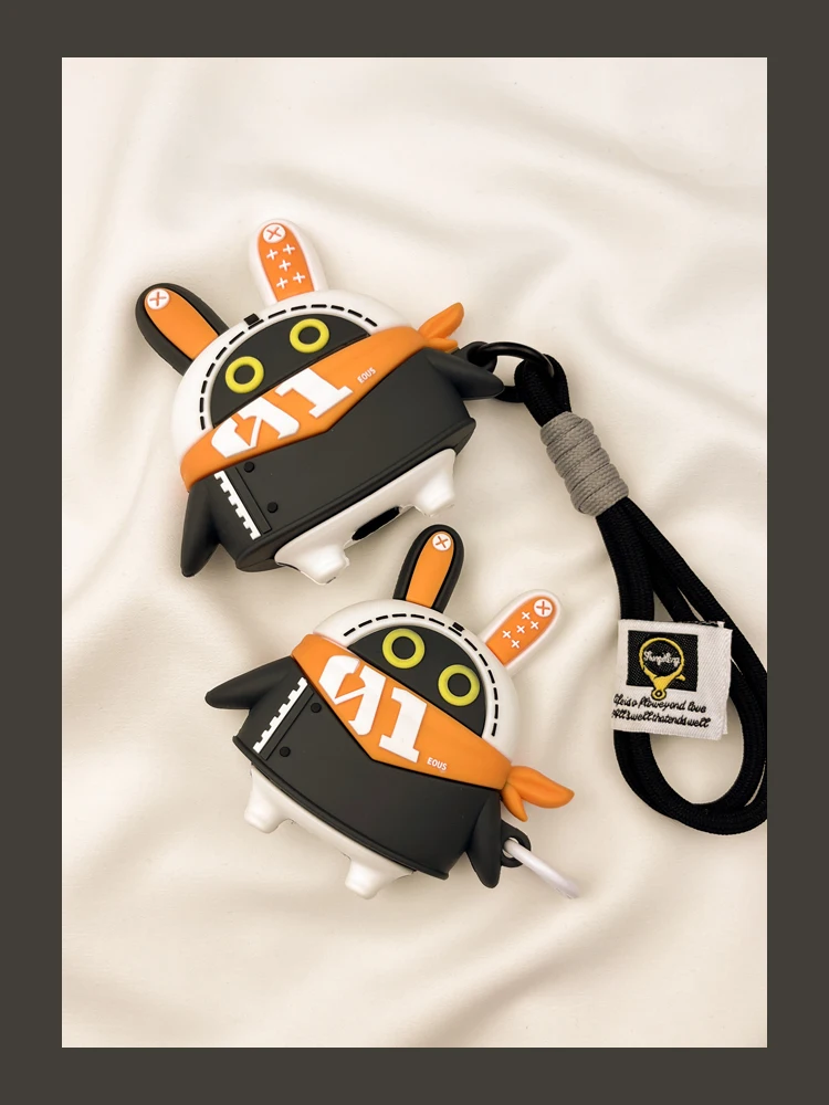 Juequ Zero Fat Rabbit Linda mascota Bom AirPods 4 Funda Compatible con AirPods 3 Apple Pro Funda para auriculares con llavero