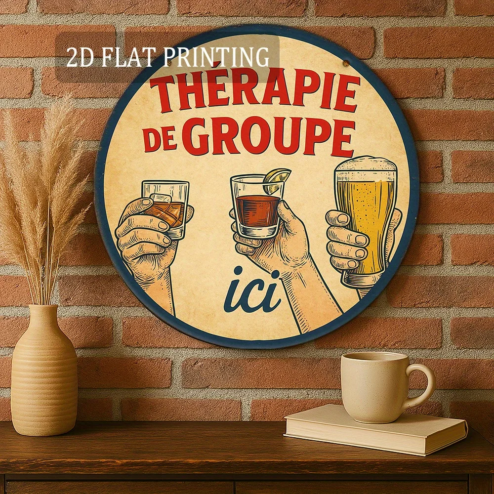 مسطح ثنائي الأبعاد - 20.32 سم علامة اقتباس العلاج المجموعة الفرنسية العتيقة - ديكور جدار البيرة والنبيذ الرجعية للمطبخ، البار، غرفة الألعاب، للرجل Ca