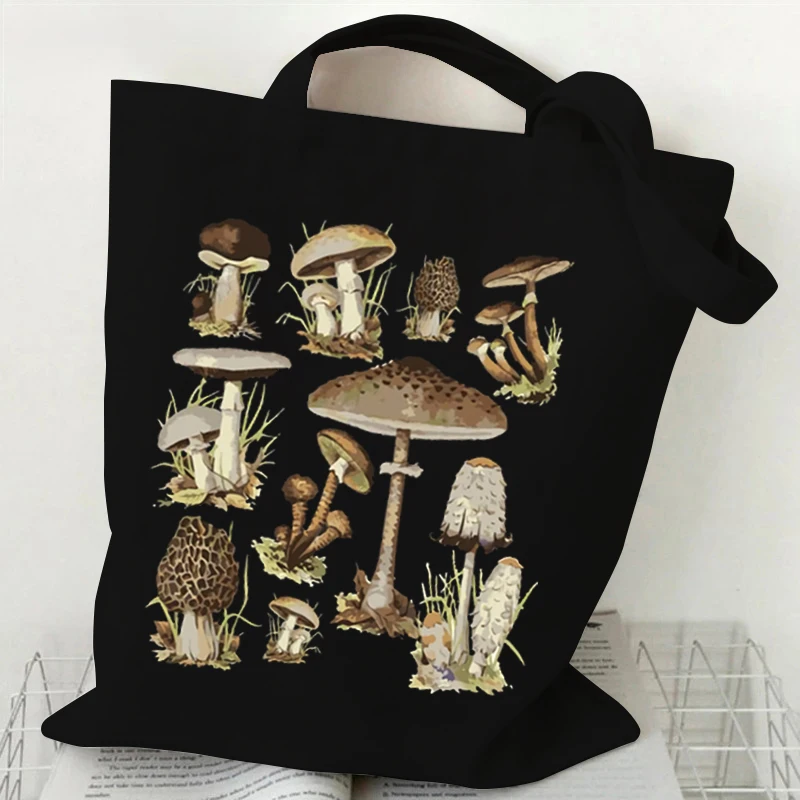 Mushroom Fungi Printed Women Shoulder Bag Fashion Eco Shopping Bags Teenager Tote Bag Vintage Mushroom Lover Women Men Handbags