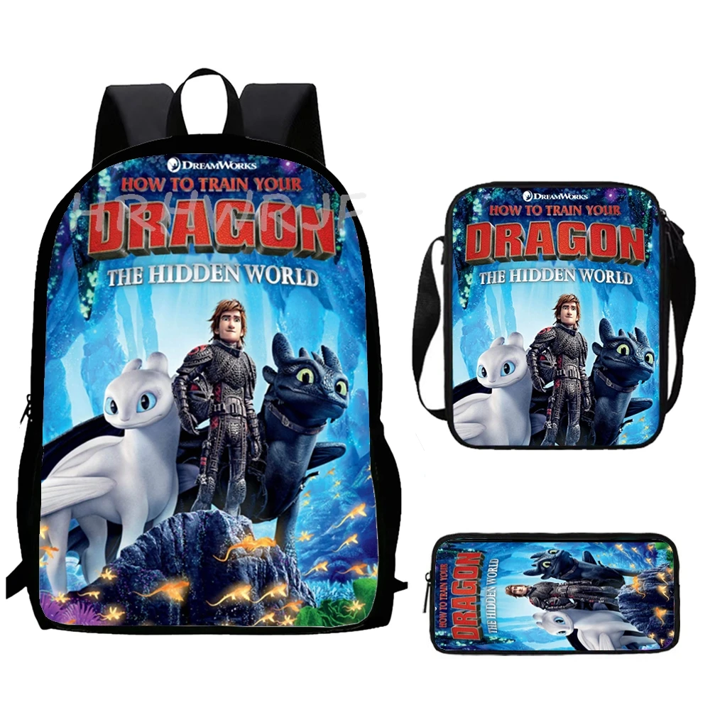 How to Train Your Dragon School Bags With Shoulder Bags 3pcs Cartoon Boys Girls Rucksack Kids Backpacks Primary Pack Mochilas