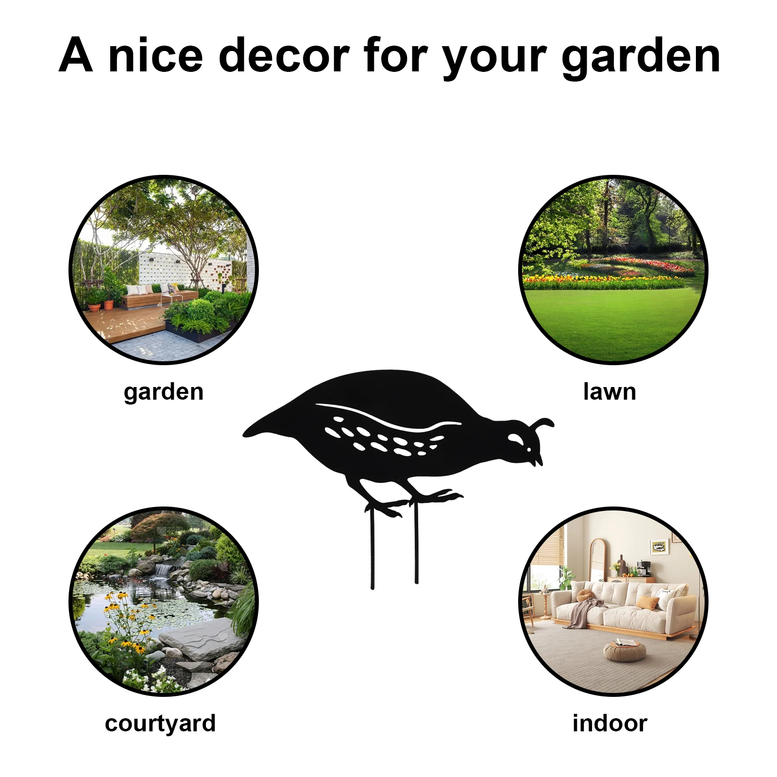 

4 Pcs Courtyard Landscape Decoration Solar Metal Quail Figurines Wrought Iron Garden Lawn Yard Outdoor nament Art