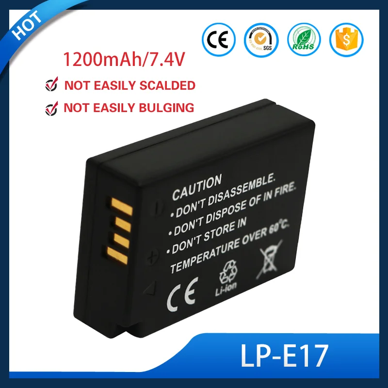 Upgraded High Quality LP E17 7.2V 1200mAh Li ion Battery for Canon EOS M3 750D 760D 850D DSLR Camera Replacement Safe Durable