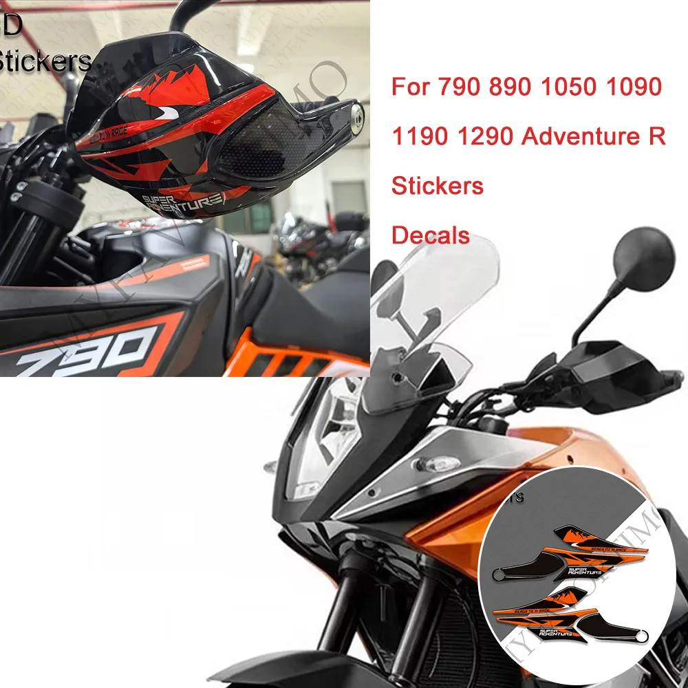 For 790 890 1050 1090 1190 1290 Adventure R ADV Motorcycle Hand Guard Handguard Handshield 3D Stickers Decals