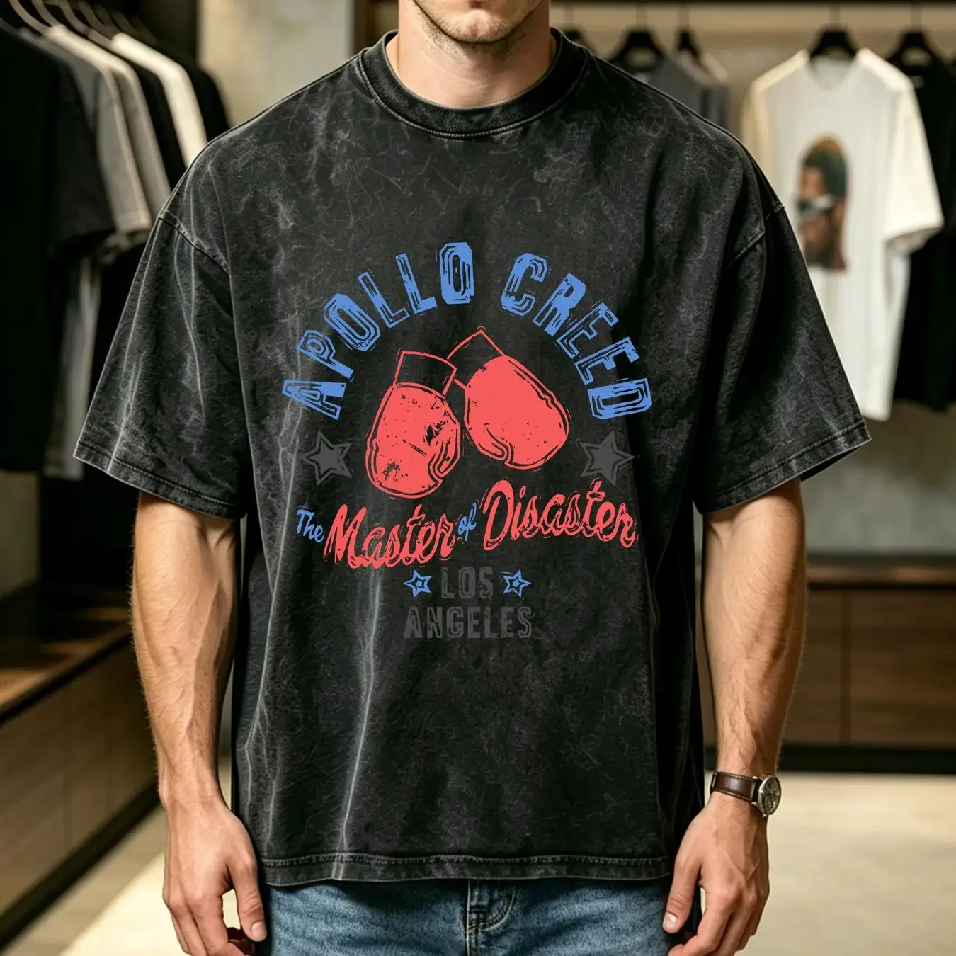 washed T Shirt Apollo Creed Master of Disaster Men's vintage Washed Breathable Versatile Comfortable Stretched designer clothes