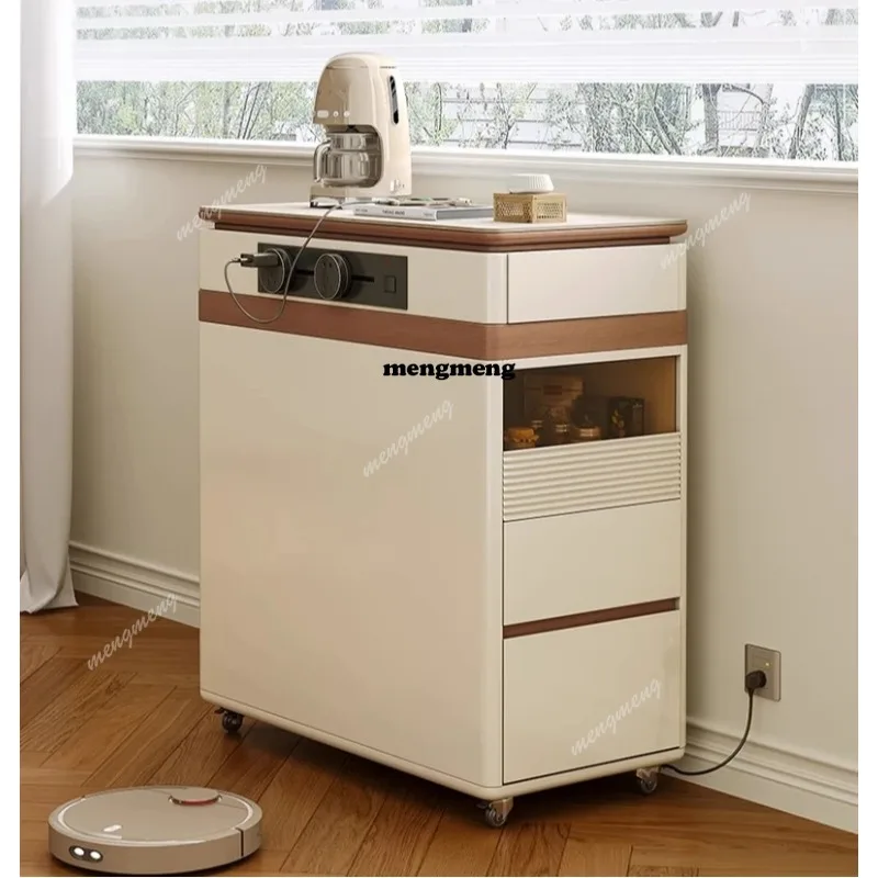 Mobile island cabinet, separate ultra-small and narrow , modern simple small apartment, ultra-thin travertine rock slab