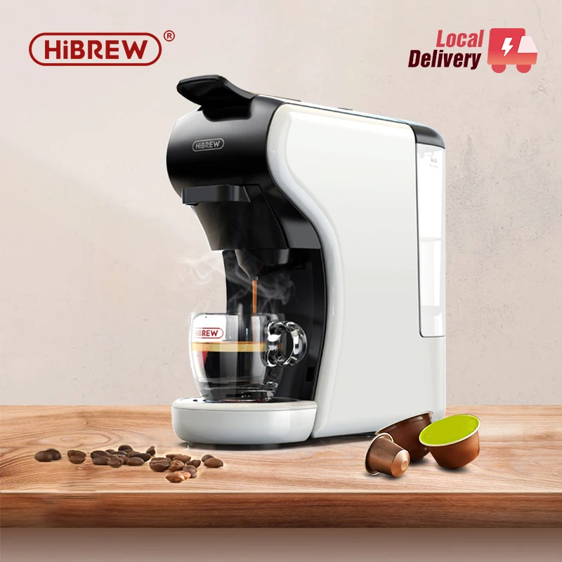 HiBREW 4 in 1 Multiple Capsule Coffee Maker Full Automatic With Hot & Cold Milk Foaming Machine Frother & Plastic Tray Set