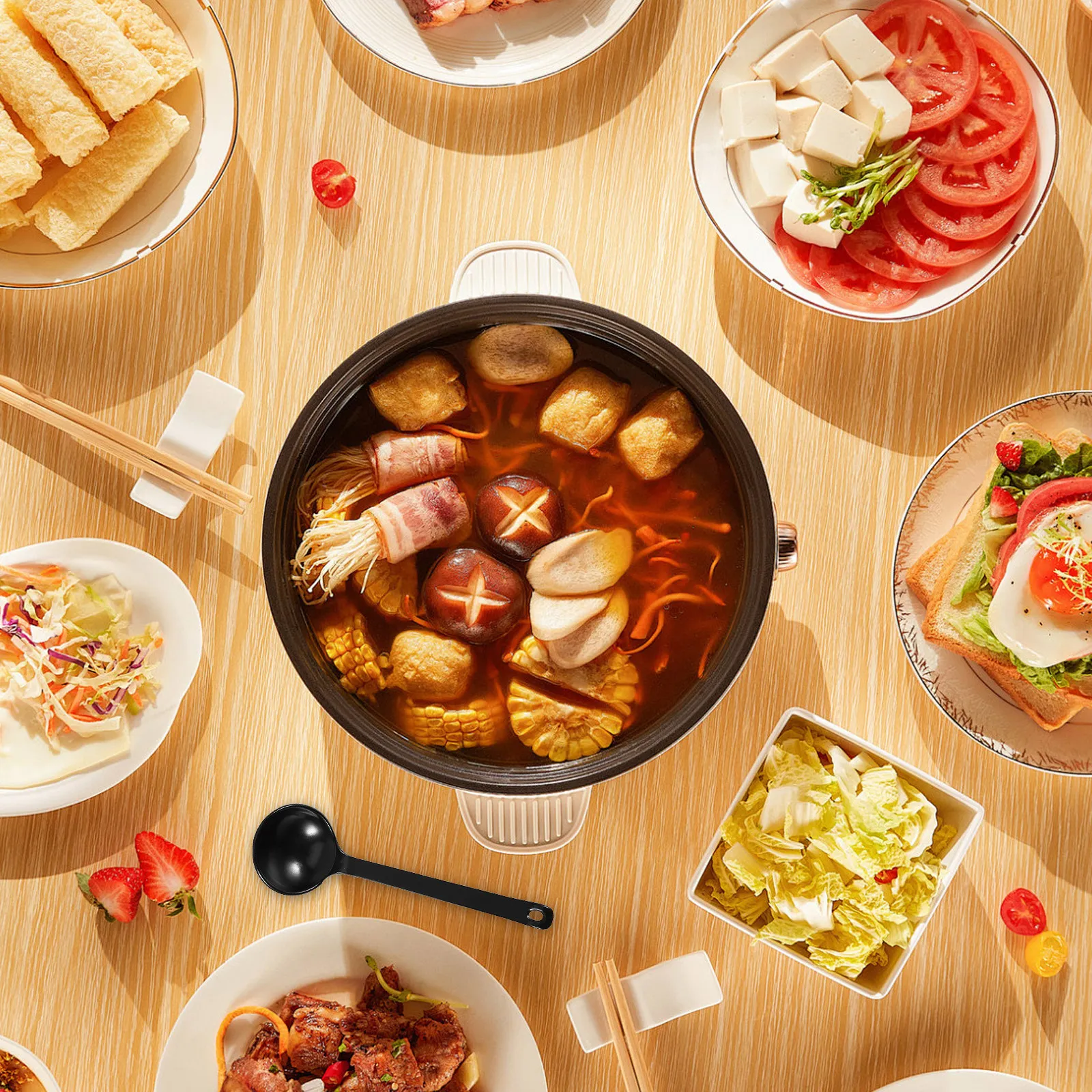 Juego de 5 Cucharas de Sopa Estilo Japonés con Textura de Caparazón de Tortuga para Ramen, Hot Pot, Fideos de Arroz, Uso en Cocina y Restaurante