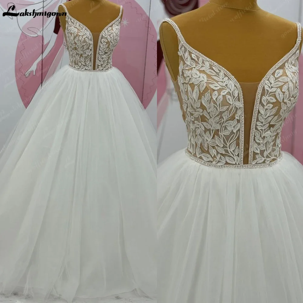 

Lakshmigown Charming Wedding Dresses Glitter Bridal Gowns Spaghetti Straps Robe For Formal Party Vestidos De Novia Customized