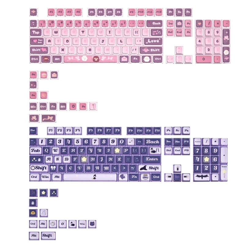 Sleek Keycaps 120Keys for Mechanical Keyboards Fully Transparent Keycaps