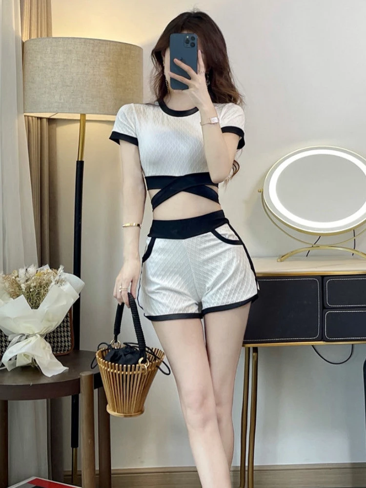 Bikini Sets Women Bandage Gentle Patchwork Beach Teens Young Popular Sexy Cute Retro Ulzzang Slender Prevalent Summer Swimwear