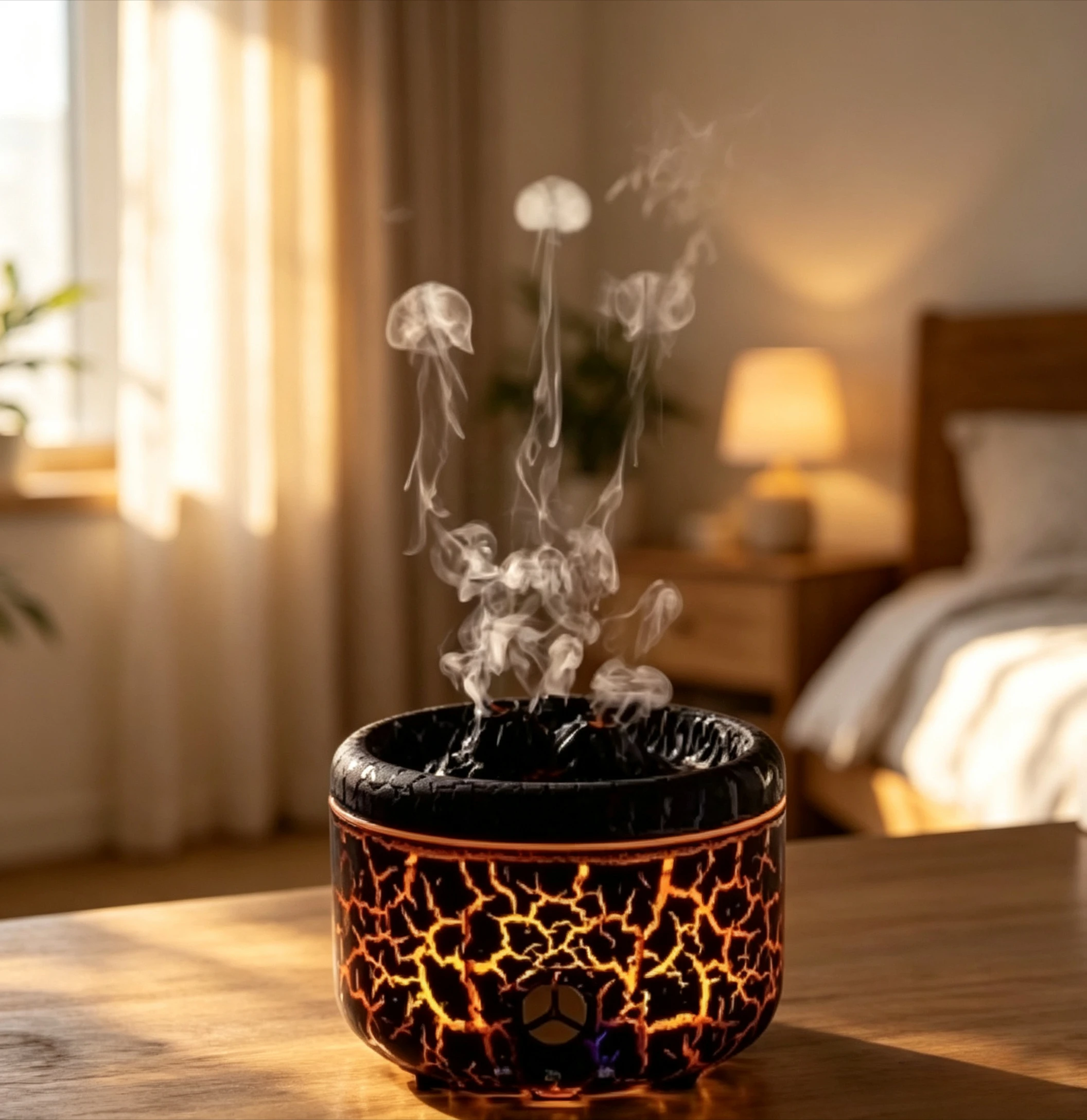Premium 500ml Ultrasonic Aroma Diffuser Humidifier with Remote Control, 2 Special Mist Modes Jellyfish & Flame Spray, Customizable Multi‑Color Ambient LED Light Show, Auto‑Off Safety Protection & Timer Function, Cool Mist Fragrance Vaporizer for Large