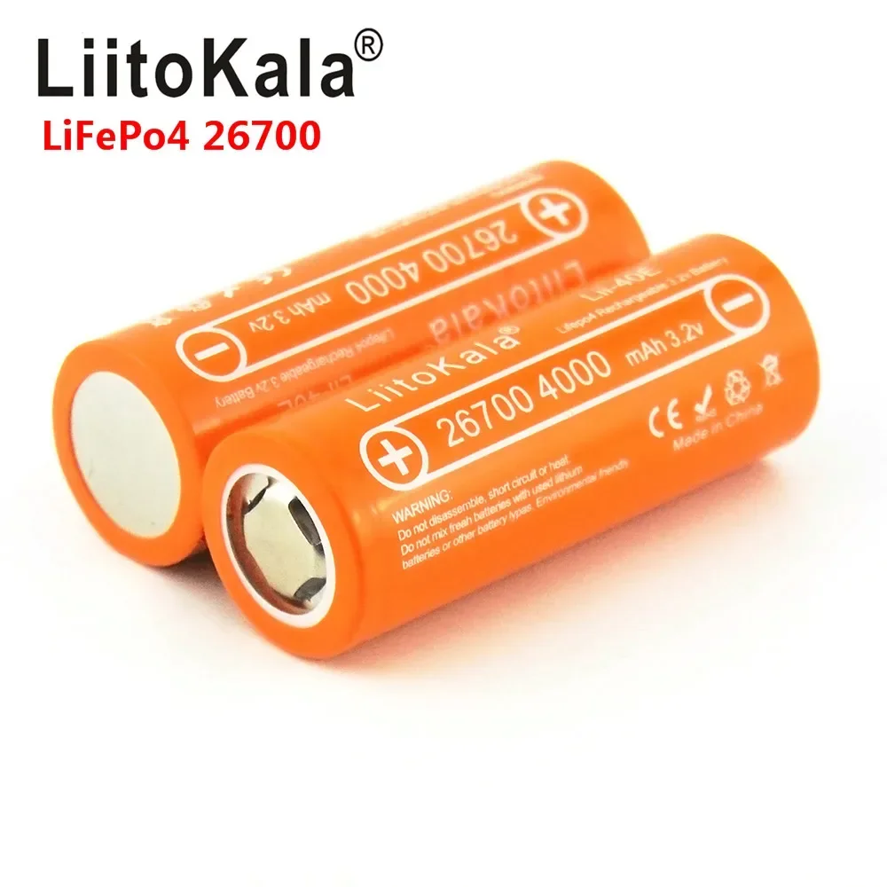 LiitoKala Lii-40E 3,2 V 26700 batería recargable LiFePO4 4000mah celda de litio para 24V e-bike power HID luz solar 26650