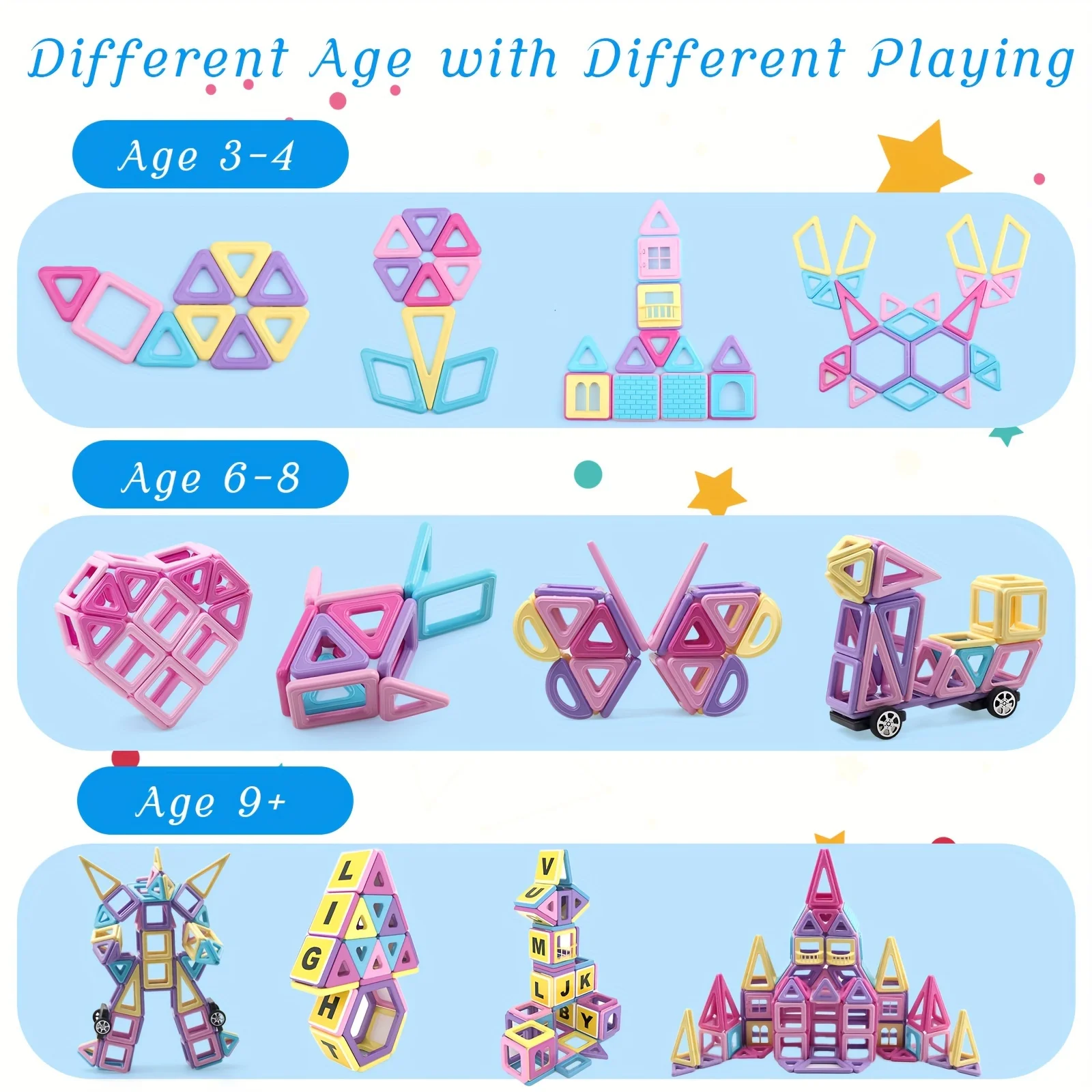 Mini 148Pcs Magnetic Building tiles 3D Magnetic Stacking Blocks STEM Magnetic Toys Learning Construction Toys for Kids