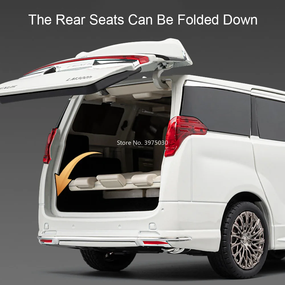 1:18レクサスLM300 MPV合金製おもちゃダイキャストモデル、プルバック、ライト、音楽、回転ホイール付きミニチュアカー、男の子向け知育玩具