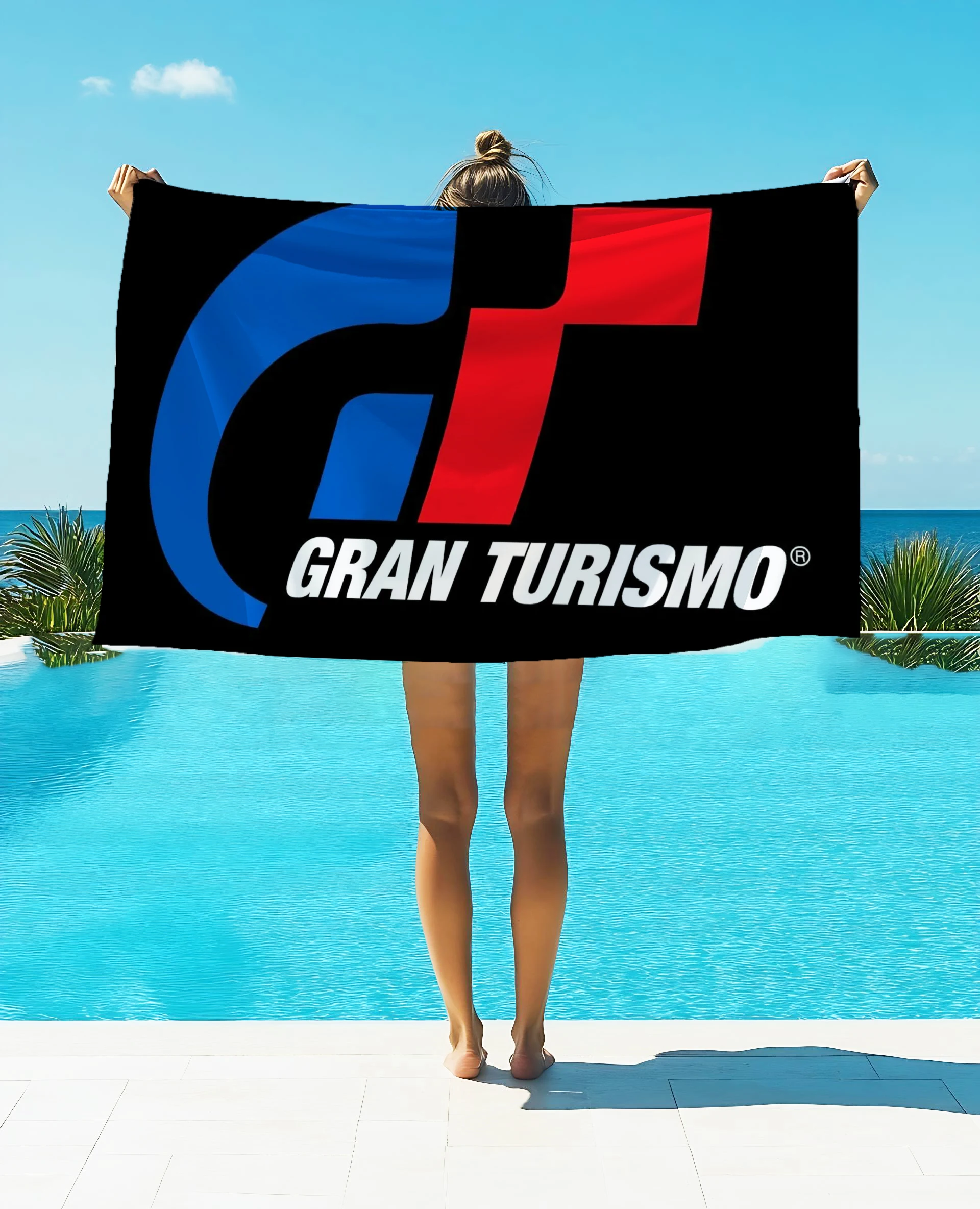 1pcs G-Gran-Turismo Printed Towel Flannel Quick-drying Double-sided Bath Wash Face  Velvet Absorbent Towel