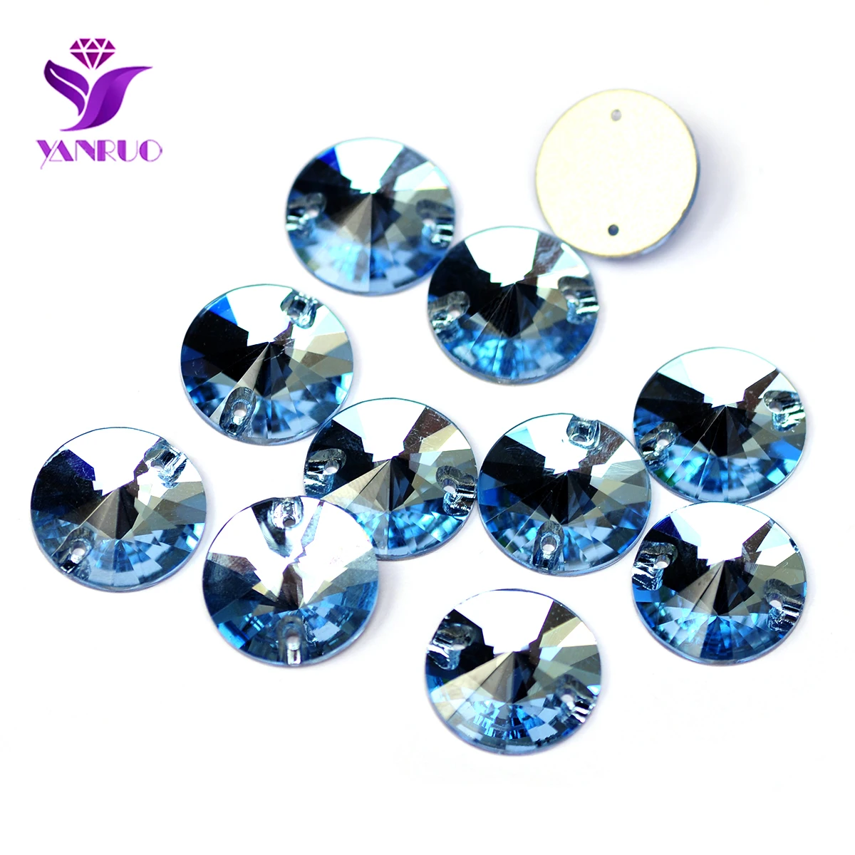 YANRUO 3200 Runde aufnähbare Rivoli-Strasssteine AAAAA Flache Rückseite Kleiderglassteine Nähsteine für Schmuck und Kleidung – Detail 7