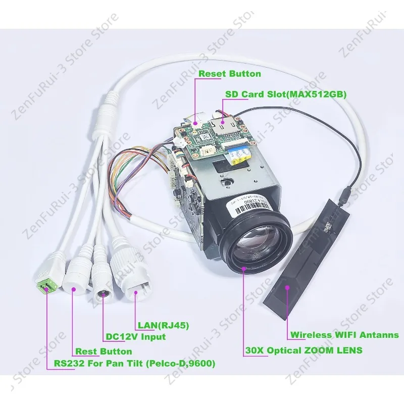 HiEasy 3516V300(610) Camera Module IMX415 8MP 30fps 240X Zoom Variable‑Focal IP Camera Board For Surveillance Monitoring view 5
