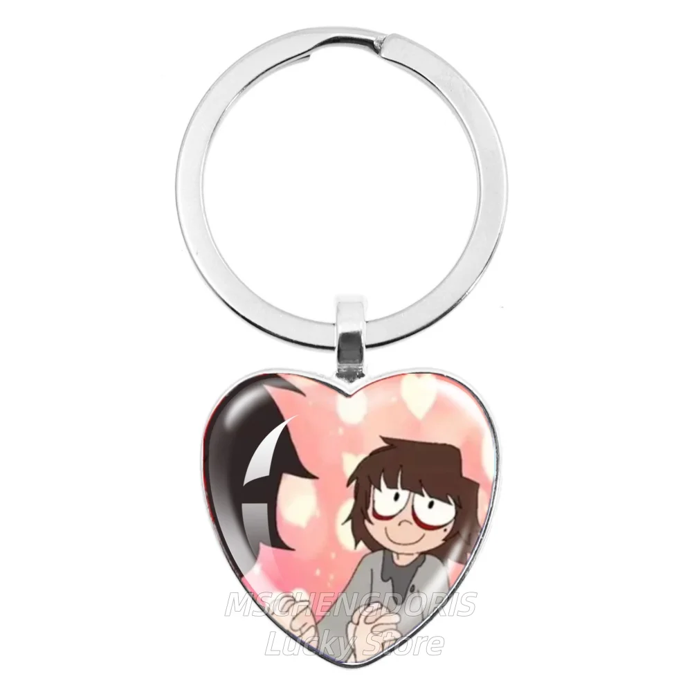 Will And Mike Onewheatmark Funny Meme Creative Cartoon Glass Heart Shape Pendant Anime Keychain Jewelry Charm Gift