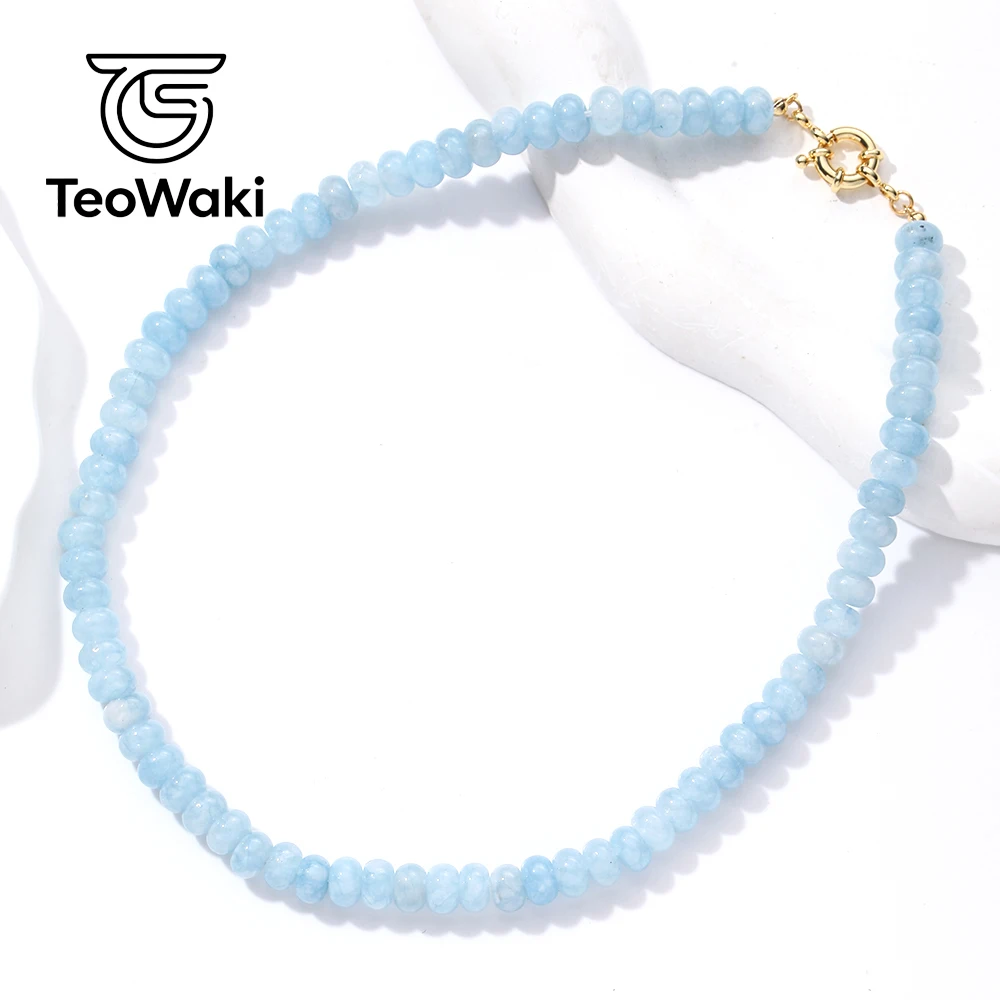 TeoWaki Granat-Jade-Abakus-Perlen-Halskette, Naturstein-Halskette, verstellbarer Handschmuck, Damen-Halskette für den täglichen Gebrauch, 40 + 5 cm – Detail 11