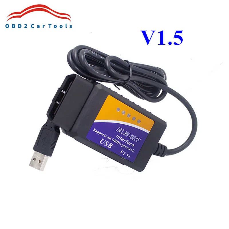 USB ELM327 V1.5 OBD2 코드 스캐너, ELM 327 USB V1.5 진단 케이블, ELM-327 USB V1.5 지지대 OBD2 프로토콜