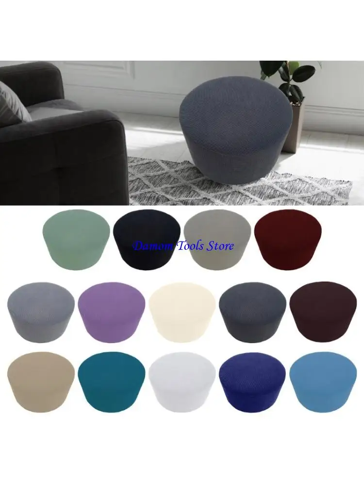 57BE Stretchable Round Ottoman Cover Ottoman Case for livings  Room Footstool Decors
