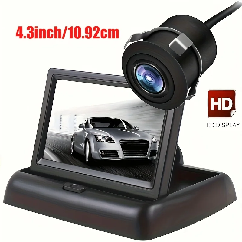 HD 4.3INCH Foldable Car Display with Backup Camera, Wide Angle View for Safe Reversing