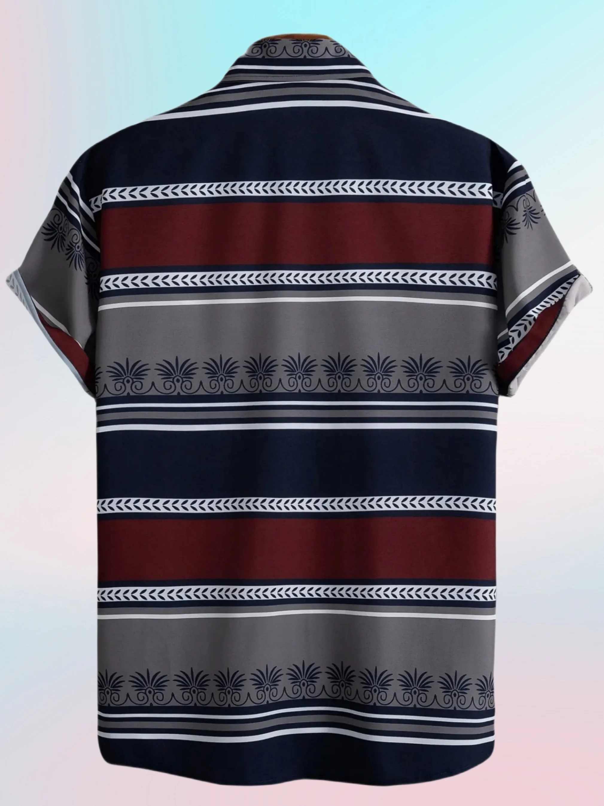 Camisa de manga curta com estampa colorida masculina, tops casuais de férias, presentes masculinos, moda havaiana, verão