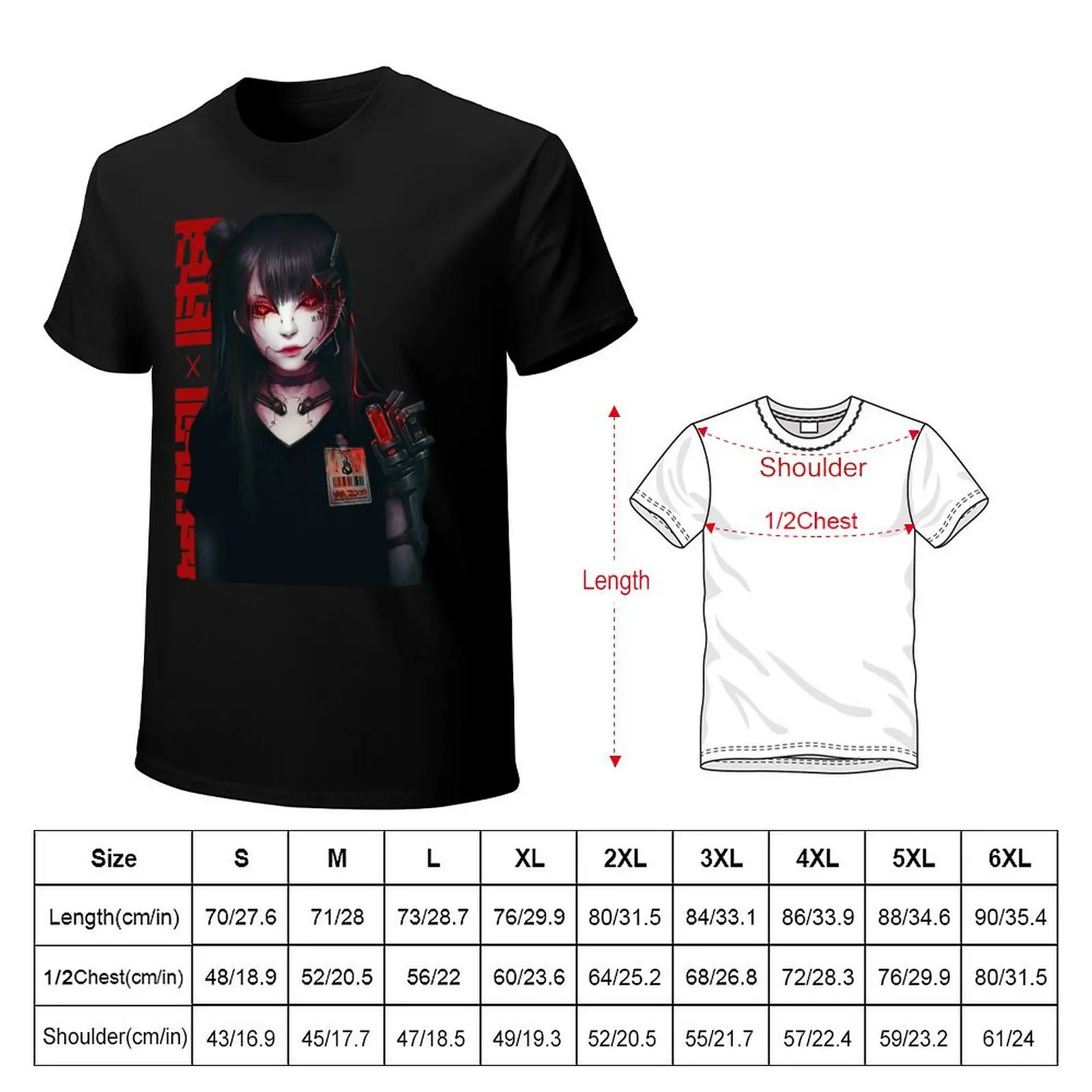 Cyborg Girl Vaporwave Japanese Cyberpunk T-Shirt Sun Protective Outdoor Tee Top