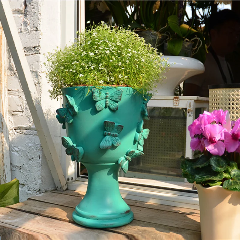 30cm/Butterfly goblets, flowerpots, resin furniture, European and American style balconies, tabletops, gardens, villas, hallways