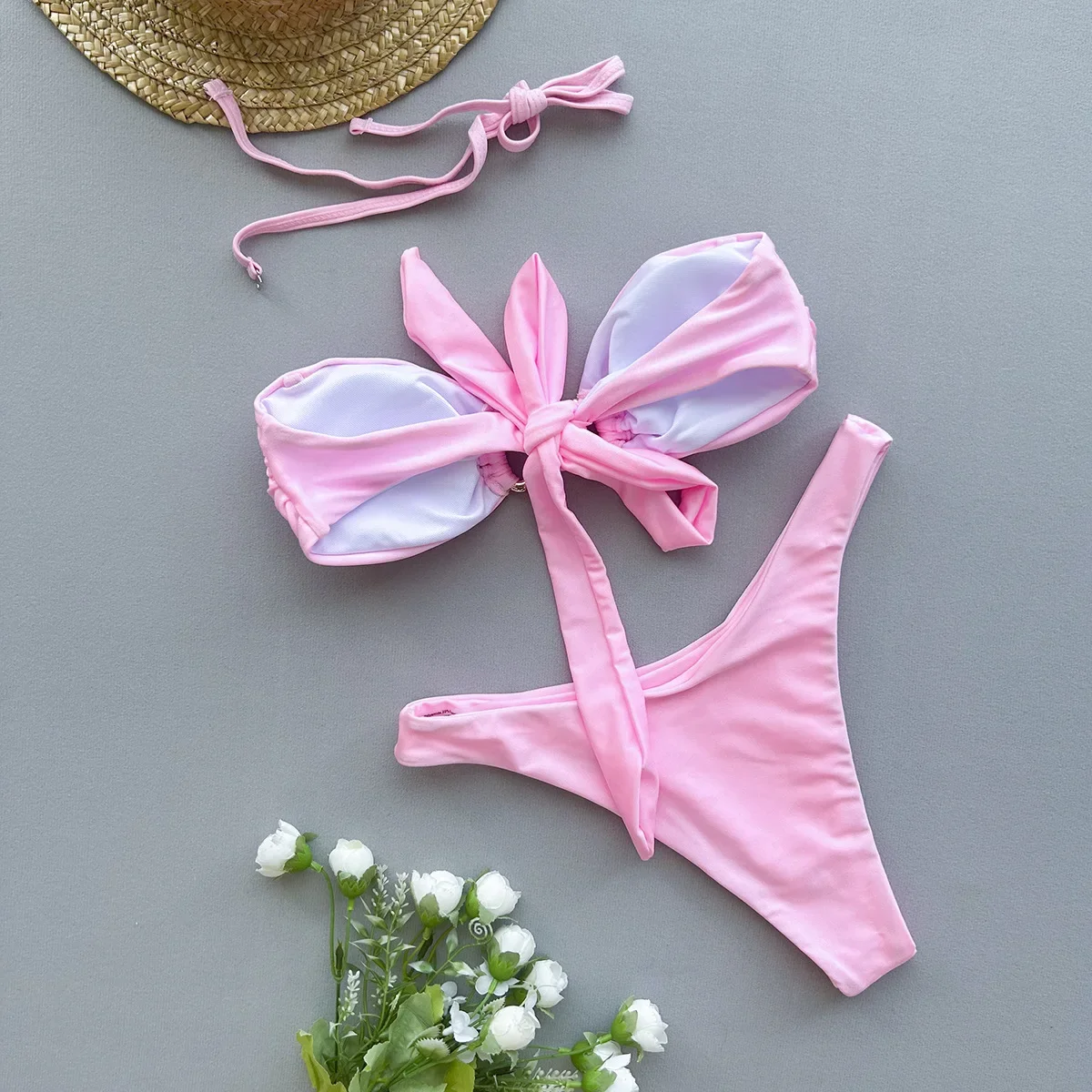Bikini push-up seksowne damskie stroje kąpielowe 2024 stroje kąpielowe damskie brazylijskie bikini bandeau zestaw strój kąpielowy kostiumy kąpielowe