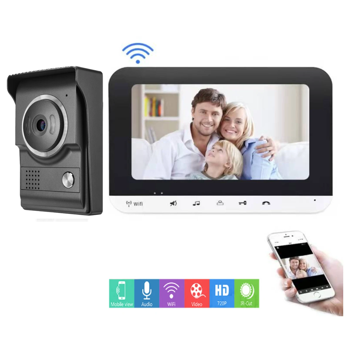 Tuya WIFI Video Intercom 7 "Türklingel Mit Kamera und Monitor Hause Türklingel Gebäude Zwei-Wege Intercom audio Remote Entsperren