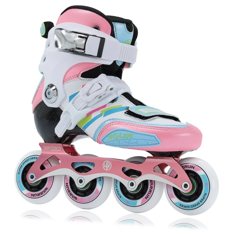 WARRUN V4 ألياف الكربون للأطفال FSK Slalom أحذية التزلج 4 عجلات التزلج على الجليد Patines الوردي الأزرق بنين بنات أحذية رياضية يومية