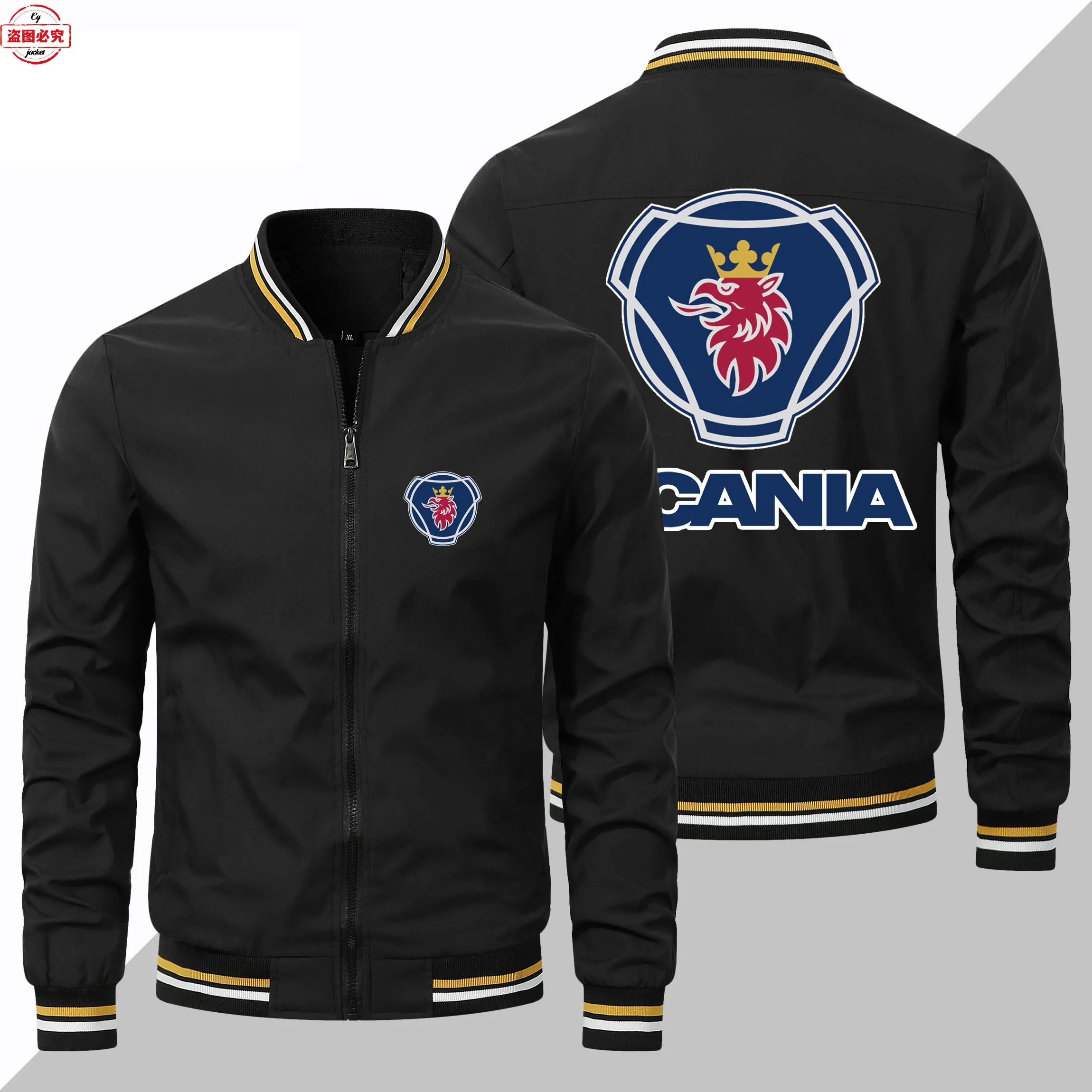 

EU Size Heavy-duty Truck Logo Printed Jacket Scania Men's Top Casual Stand Collar Zipper Jacket Team Uniform Workwear