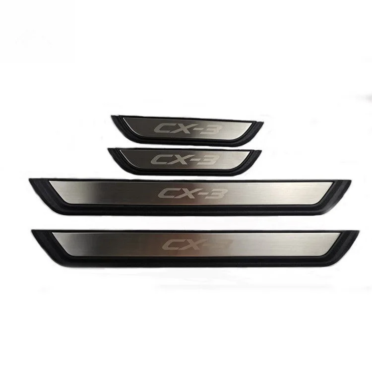 

Car Door Sill Scuff Plate Kick Entry Guard Pedal Protector Cover Trim For Mazda CX-3 CX3 Accessory 2017-2022 2023 2024