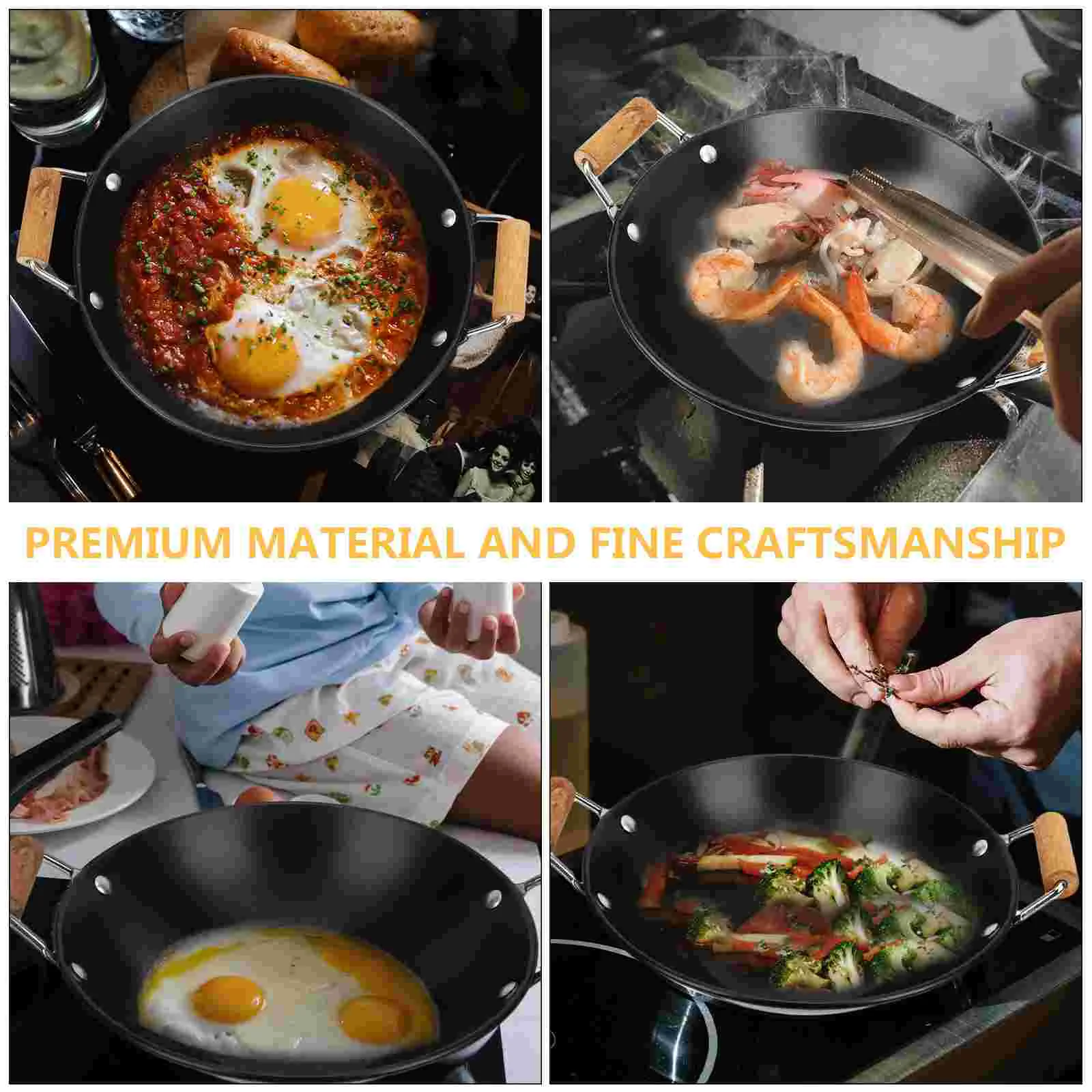 Hot Pot Cooking Pot Household Cooking Pot Cooktops Wok Pan Supply Thicken Pot with Wooden Handle